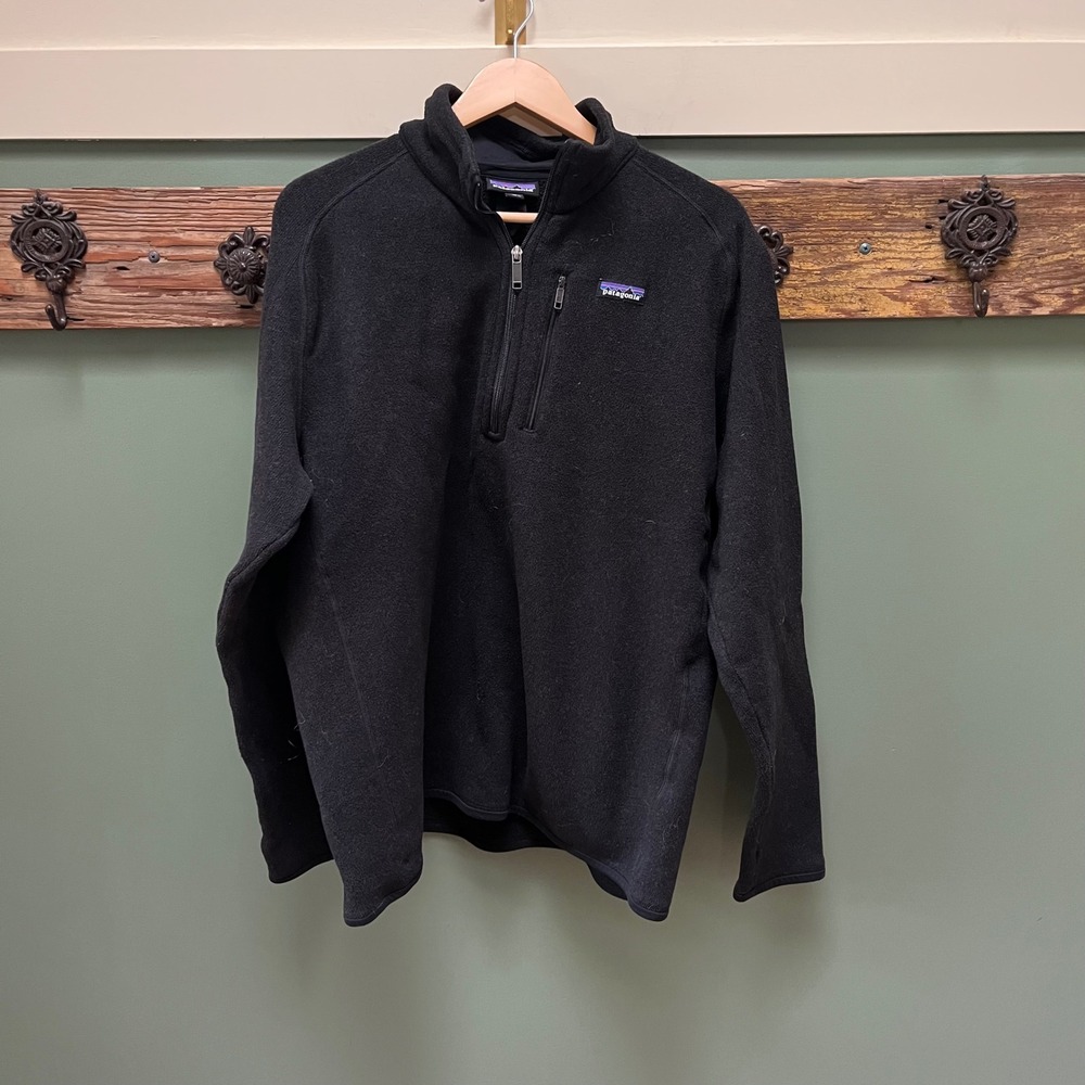Patagonia Mens XL Better Sweater 1/4 Zip Fleece Pullover Black 25522